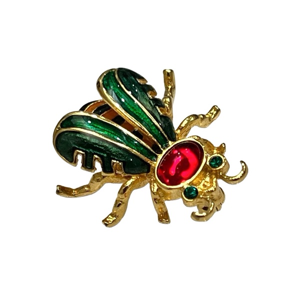 VINTAGE JOAN RIVERS ENAMEL & GOLD TONE HONEY BEE BROOCH - Picture 4 of 16